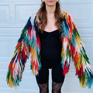 Rainbow fringe jacket 🌈